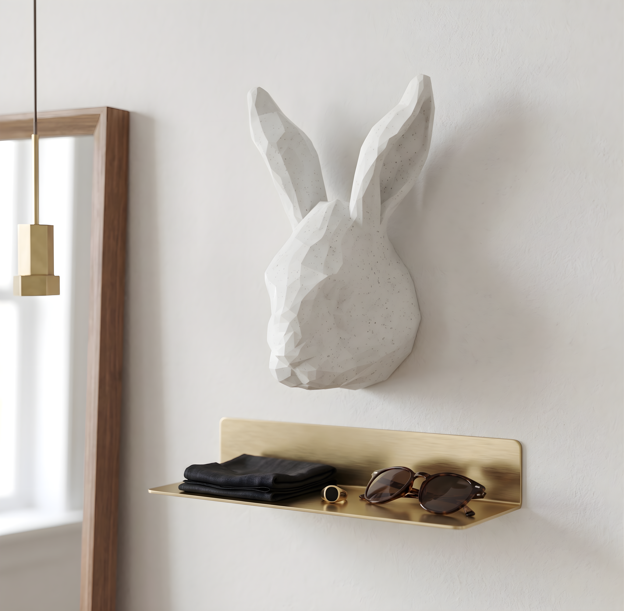 Premium Marble Poly Rabbit Head Wall Art view 2